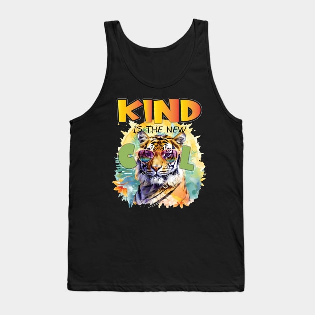 Kind Is The New Cool Friendship Be Kind Lion Lioness Feline Lover Tank Top by Envision Styles